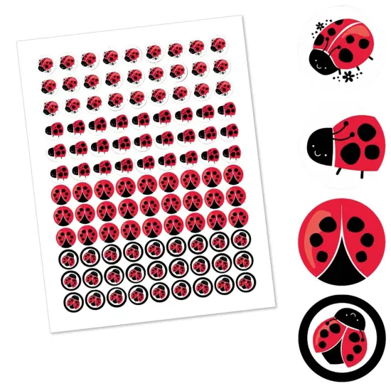 Big Dot of Happiness Happy Little Ladybug - Baby Shower or Birthday Party Round Candy Sticker Favors - Labels Fits Chocolate Candy (1 sheet of 108) {3}