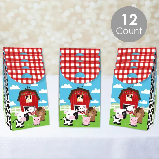 Big Dot of Happiness Farm Animals - Barnyard Baby Shower or Birthday Gift Favor Bags- Party Goodie Boxes - Set of 12 {3}