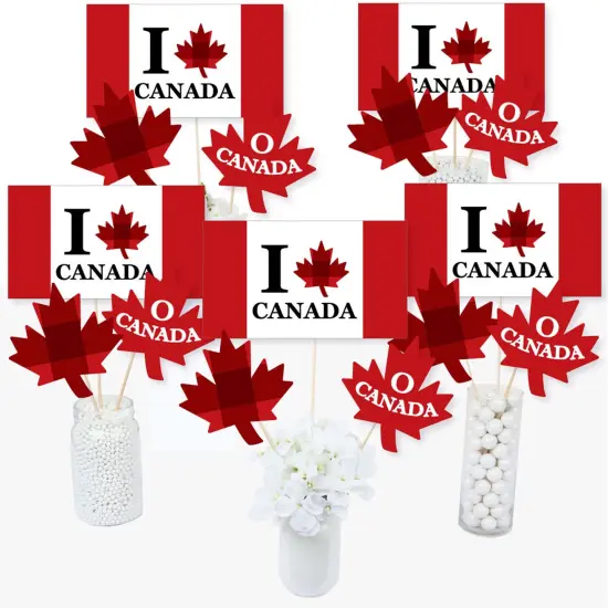 Big Dot of Happiness Canada Day - Canadian Party Centerpiece Sticks - Table Toppers - Set of 15 {3}