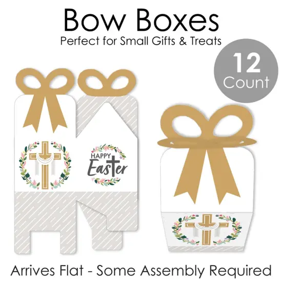 Big Dot of Happiness Religious Easter - Square Favor Gift Boxes - Christian Holiday Party Bow Boxes - Set of 12 {7}