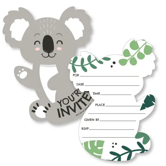 Big Dot of Happiness Koala Cutie - Shaped Fill-In Invitations - Bear Birthday Party and Baby Shower Invitation Cards with Envelopes - Set of 12 {1}