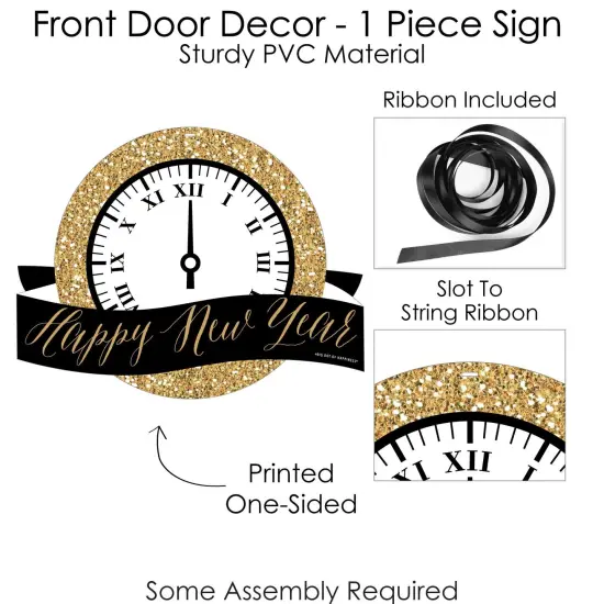 Big Dot of Happiness New Year's Eve - Gold - Hanging Porch New Years Eve Party Outdoor Decorations - Front Door Decor - 1 Piece Sign {6}