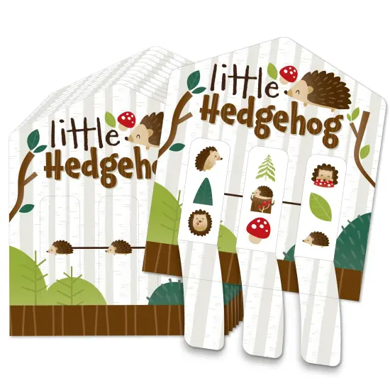 Big Dot of Happiness Forest Hedgehogs - Woodland Birthday Party or Baby Shower Game Pickle Cards - Pull Tabs 3-in-a-Row - Set of 12 {1}