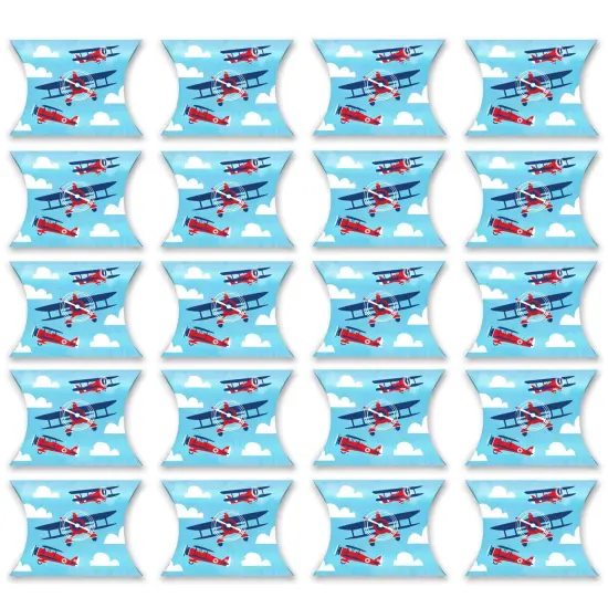 Big Dot of Happiness Taking Flight - Airplane - Favor Gift Boxes - Vintage Plane Baby Shower or Birthday Party Petite Pillow Boxes - Set of 20 {6}