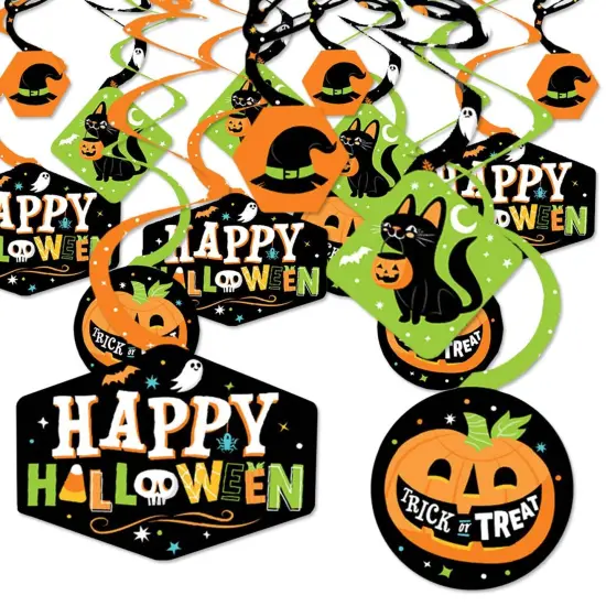 Big Dot of Happiness Jack-O'-Lantern Halloween - Kids Halloween Party Hanging Decor - Party Decoration Swirls - Set of 40 {1}
