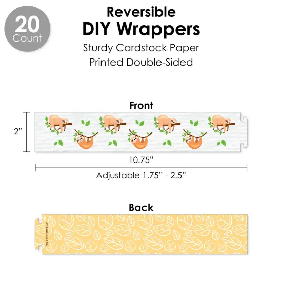 Big Dot of Happiness Let&rsquo;s Hang - Sloth - Baby Shower or Birthday Party Favors and Cupcake Kit - Fabulous Favor Party Pack - 100 Pieces {4}