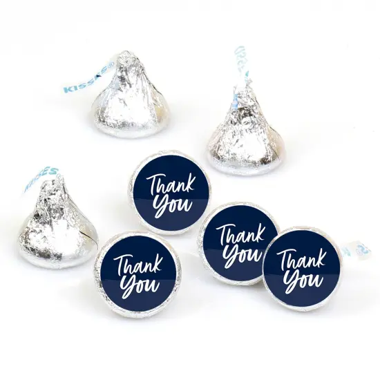 Big Dot of Happiness Navy Blue Elegantly Simple - Guest Party Favors Round Candy Sticker Favors - Labels Fits Chocolate Candy (1 sheet of 108) {1}
