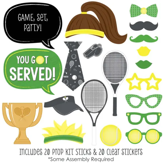 Big Dot of Happiness You Got Served - Tennis - Baby Shower or Tennis Ball Birthday Party Photo Booth Props Kit - 20 Count {3}
