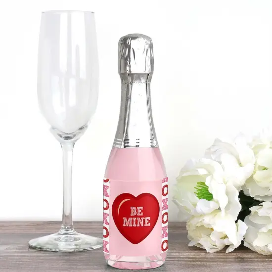Big Dot of Happiness Conversation Hearts - Mini Wine & Champagne Bottle Label Stickers - Valentine's Day Party Favor Gift for Women & Men - Set of 16 {3}