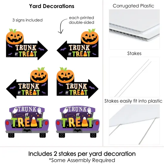 Big Dot of Happiness Trunk or Treat - Halloween Car Parade Party Yard Sign with Stakes - Double Sided Outdoor Lawn Sign - Set of 3 {7}