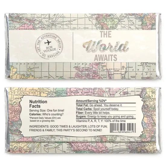 Big Dot of Happiness World Awaits - Travel Themed Candy Bar Wrappers Party Favors - Set of 24 {3}