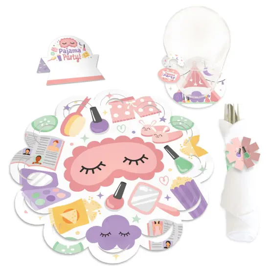 Big Dot of Happiness Pajama Slumber Party - Girls Sleepover Birthday Party Paper Charger and Table Decorations - Chargerific Kit - Place Setting for 8 {1}