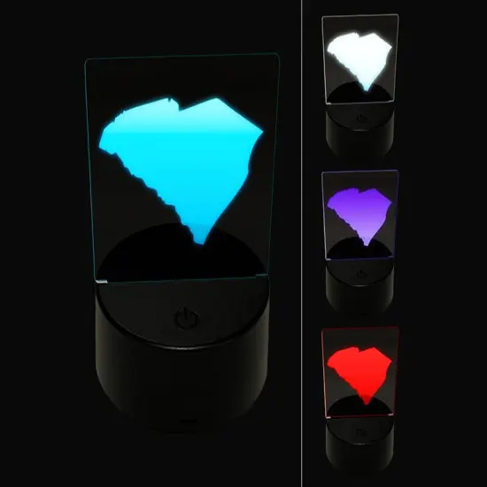 South Carolina State Silhouette 3D Illusion LED Night Light Sign Nightstand Desk Lamp {1}