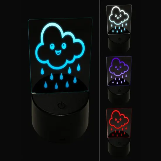 Cute Kawaii Rain Cloud Raining 3D Illusion LED Night Light Sign Nightstand Desk Lamp {1}
