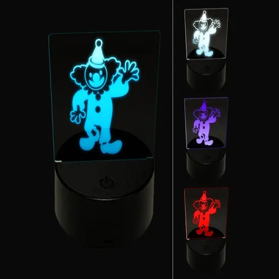 Waving Clown Circus Carnival 3D Illusion LED Night Light Sign Nightstand Desk Lamp {1}