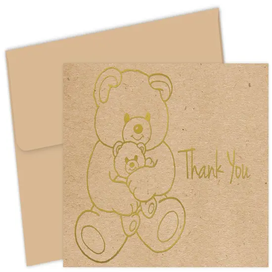 Great Papers! Teddy Bear with Gold Foil Thank You Note Card, 4.875" x 3.375" (folded), 50 cards/50 envelopes {2}