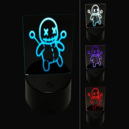 Creepy Voodoo Doll 3D Illusion LED Night Light Sign Nightstand Desk Lamp {1}