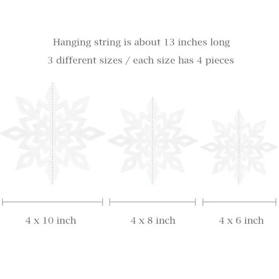 Wrapables 3D Hanging Snowflake Decorations for Christmas, Winter, New Year Parties (Set of 12) White {2}