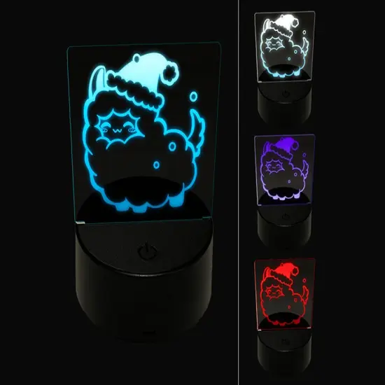 Christmas Llama 3D Illusion LED Night Light Sign Nightstand Desk Lamp {1}