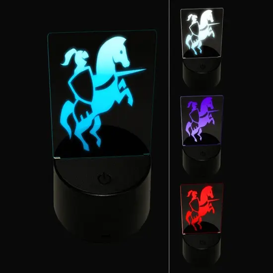 Jousting Knight with Lance on Horse 3D Illusion LED Night Light Sign Nightstand Desk Lamp {1}
