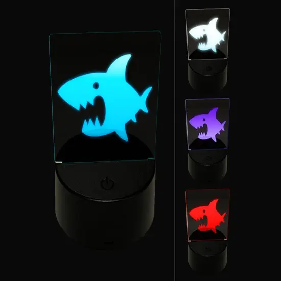Cute Shark icon 3D Illusion LED Night Light Sign Nightstand Desk Lamp {1}