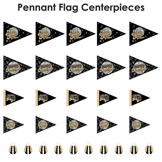 Big Dot of Happiness Disco New Year - Triangle Groovy NYE Party Photo Props - Pennant Flag Centerpieces - Set of 20 {7}