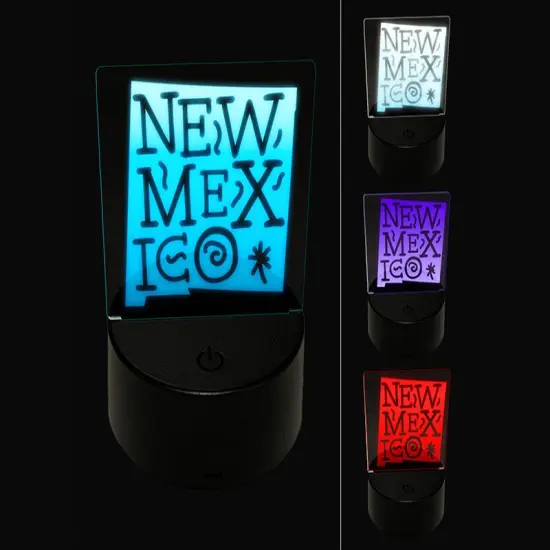 New Mexico State with Text Swirls 3D Illusion LED Night Light Sign Nightstand Desk Lamp {1}