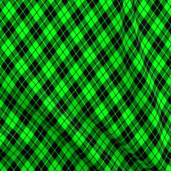 Various Fabrics by the Yard or Fat Quarter Plaid Bright Green Black Tartan Checkered Diagonal Pattern Custom Printed Fabric by Spoonflower {5}