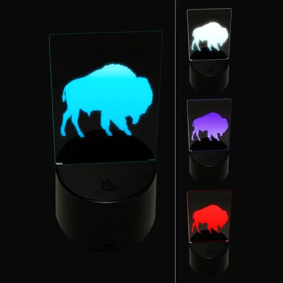 American Buffalo Bison Solid 3D Illusion LED Night Light Sign Nightstand Desk Lamp {1}