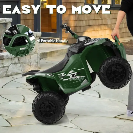 Kids Ride On ATV with Rechargeable Battery, Music and Anti-Slip Wheels Army Green {4}