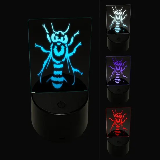 European Honey Bee Insect Beekeeping 3D Illusion LED Night Light Sign Nightstand Desk Lamp {1}