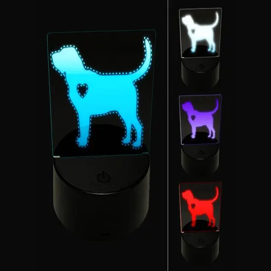 Bloodhound Dog with Heart 3D Illusion LED Night Light Sign Nightstand Desk Lamp {1}