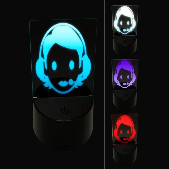 Occupation Customer Service Woman Icon 3D Illusion LED Night Light Sign Nightstand Desk Lamp {1}