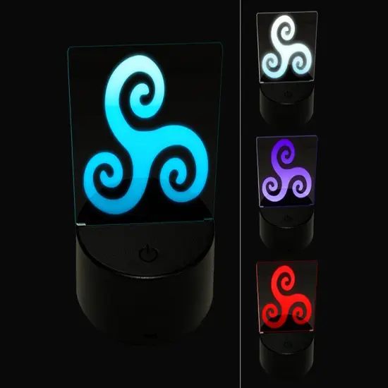 Triskele Triskelion Triple Spiral Celtic Symbol 3D Illusion LED Night Light Sign Nightstand Desk Lamp {1}