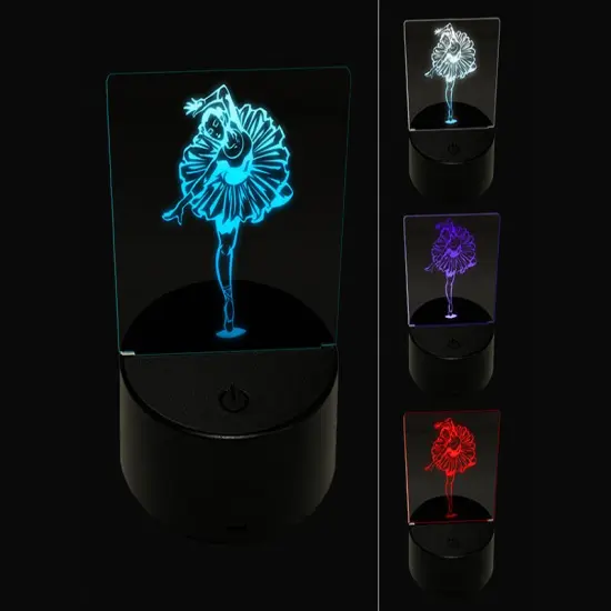 Ballerina En Pointe Pose 3D Illusion LED Night Light Sign Nightstand Desk Lamp {1}