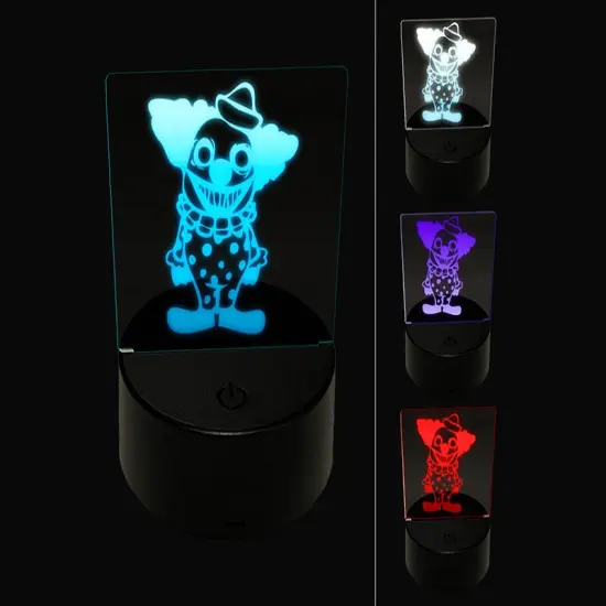 Creepy Spooky Little Grinning Clown Horror 3D Illusion LED Night Light Sign Nightstand Desk Lamp {1}