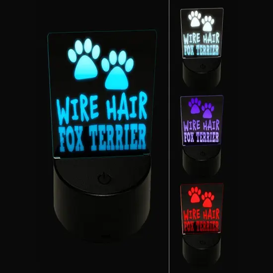 Wire Hair Fox Terrier Dog Paw Prints Fun Text 3D Illusion LED Night Light Sign Nightstand Desk Lamp {1}