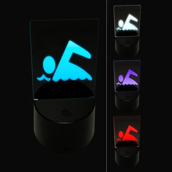 Swimming Symbol 3D Illusion LED Night Light Sign Nightstand Desk Lamp {1}