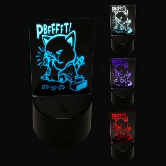 Cute Sick Cat Blowing Nose 3D Illusion LED Night Light Sign Nightstand Desk Lamp {1}