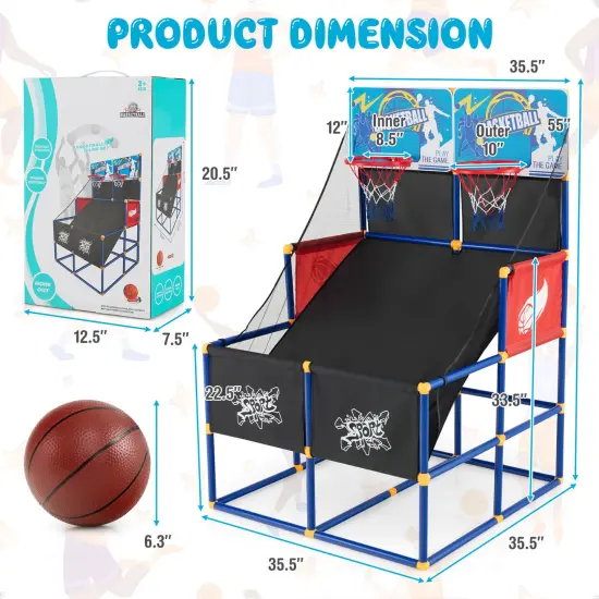 Kids Arcade Basketball Game Set with 4 Basketballs and Ball Pump {2}