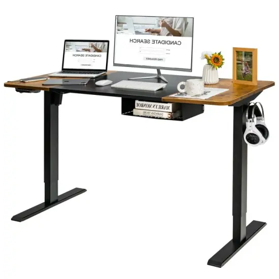 55 Inch x 28 Inch Electric Standing Desk with USB Port Natural {8}