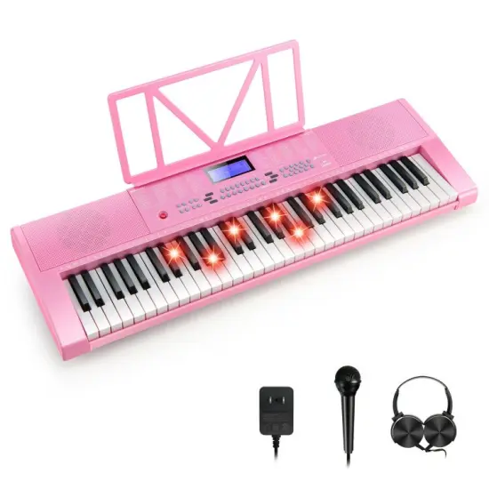 61-Key Portable Multi-functional Electronic Piano Keyboard with 2 Power Supply Modes White {8}