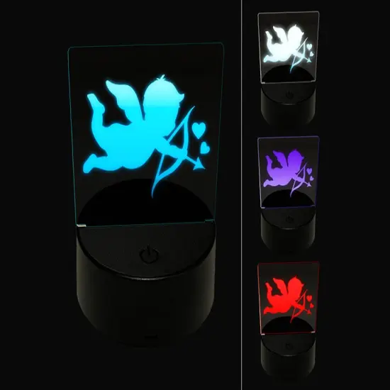 Cupid with Arrow Hearts Valentine's Day Silhouette 3D Illusion LED Night Light Sign Nightstand Desk Lamp {1}