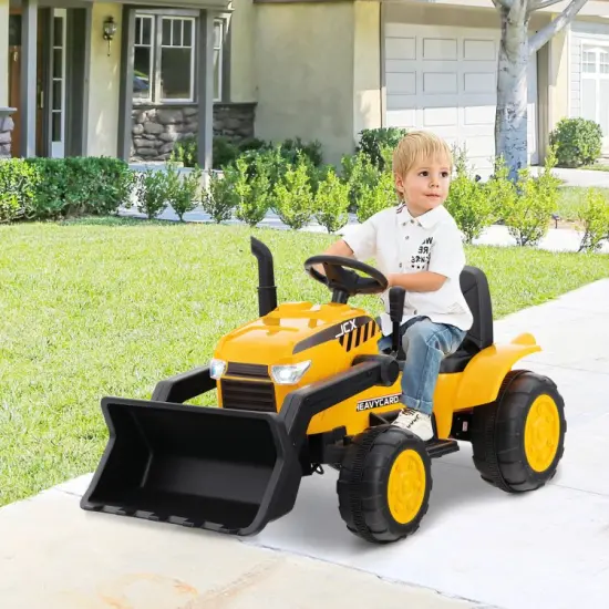 12V Kid's Ride on Excavator with Adjustable Digging Bucket-Yellow {3}