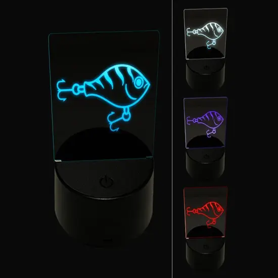 Fishing Lure Bait 3D Illusion LED Night Light Sign Nightstand Desk Lamp {1}