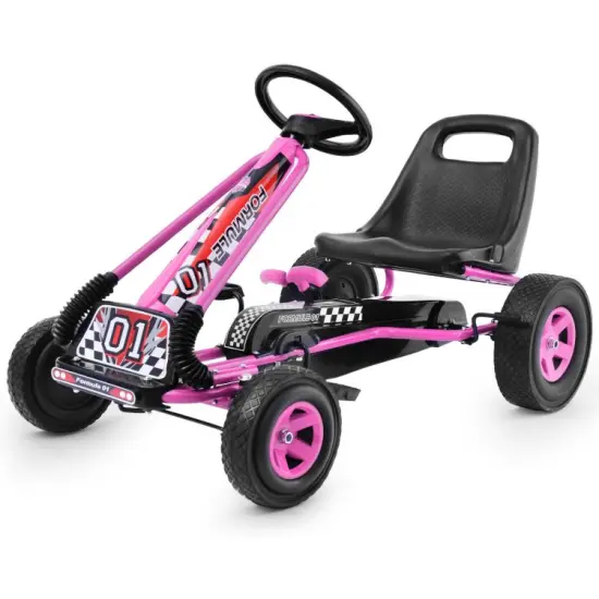 4 Wheels Kids Ride On Pedal Powered Bike Go Kart Racer Car Outdoor Play Toy Pink {10}