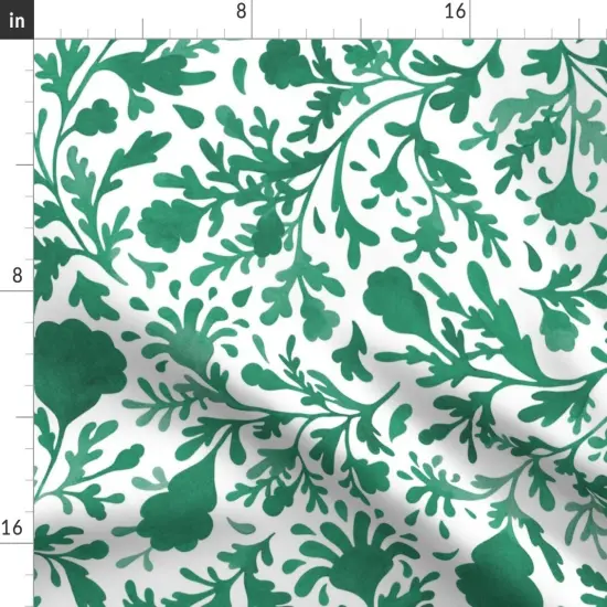 Various Fabrics by the Yard or Fat Quarter Botanical Floral Jade Green White Vintage Emerald Large Scale Custom Printed Fabric by Spoonflower {2}