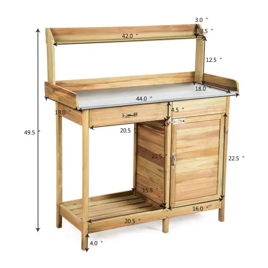 Outdoor Garden Wooden Work Station Potting Bench {4}