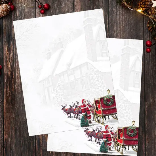 Great Papers! Santa's Sleigh Holiday Stationery Letterhead, 8.5" x 11", Inkjet and Laser Printer Compatible, 80 count {3}