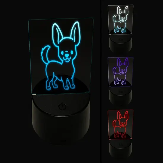 Chihuahua Standing Dog 3D Illusion LED Night Light Sign Nightstand Desk Lamp {1}